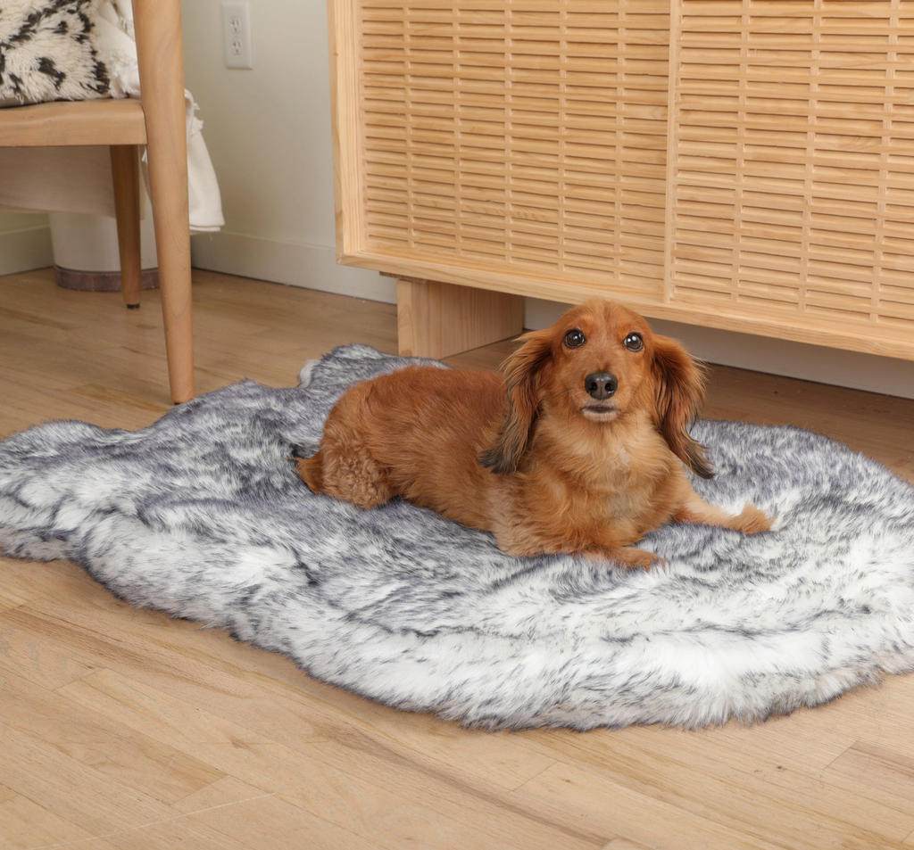 PupRug® Luxe Faux Fur Orthopedic Dog Bed - Ultra Plush Arctic Fox
