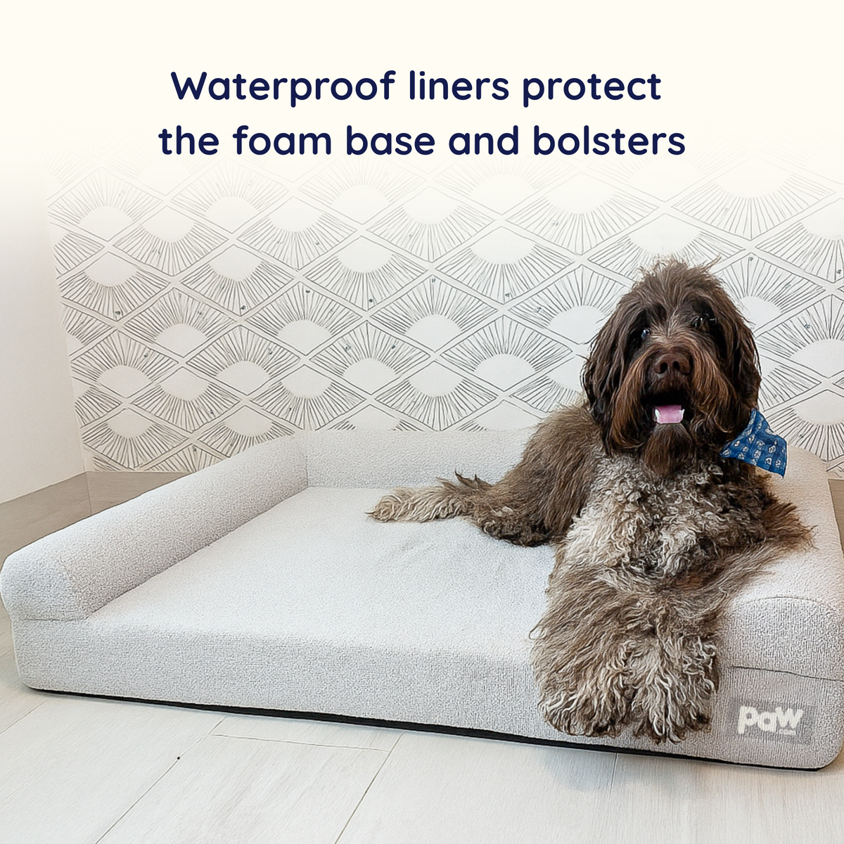 PupLuxe™ 3-Bolster Dog Bed - Grey Bouclé