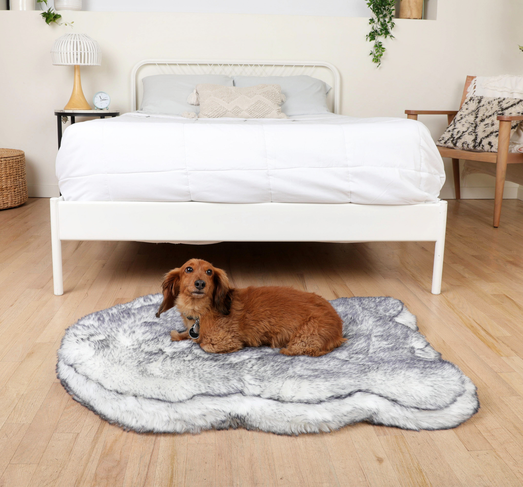 PupRug® Luxe Faux Fur Orthopedic Dog Bed - Ultra Plush Arctic Fox