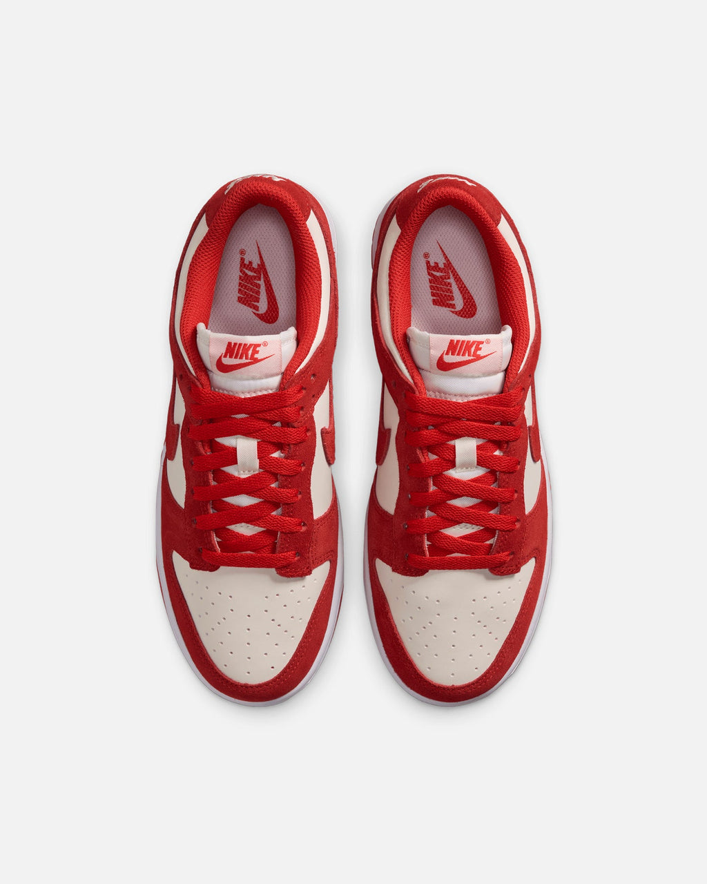 Nike Women's Dunk Low Suede Sail/Lt Crimson-White-Metallic Silver