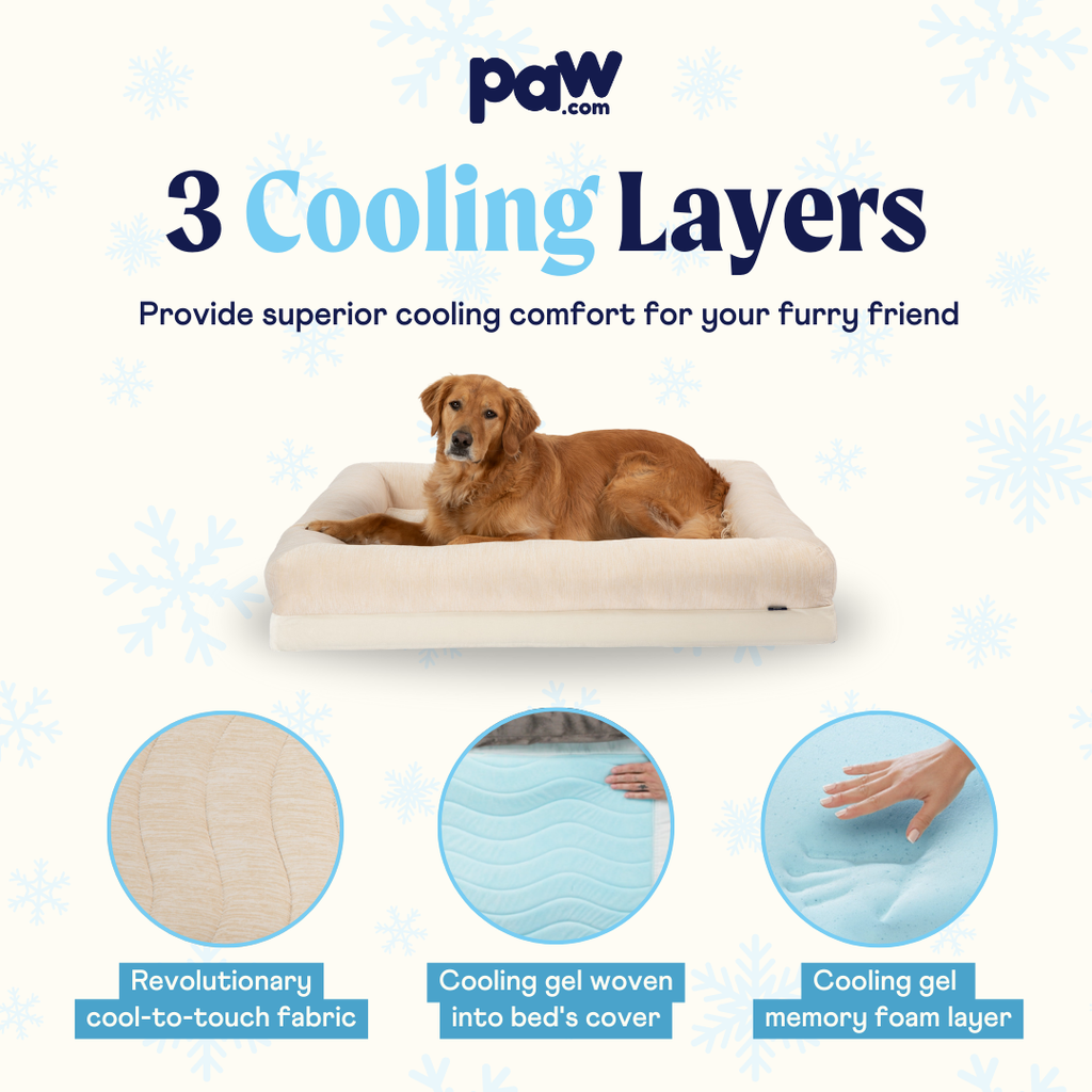 PupChill™ Cooling 4-Bolster Dog Bed - Arctic Sand