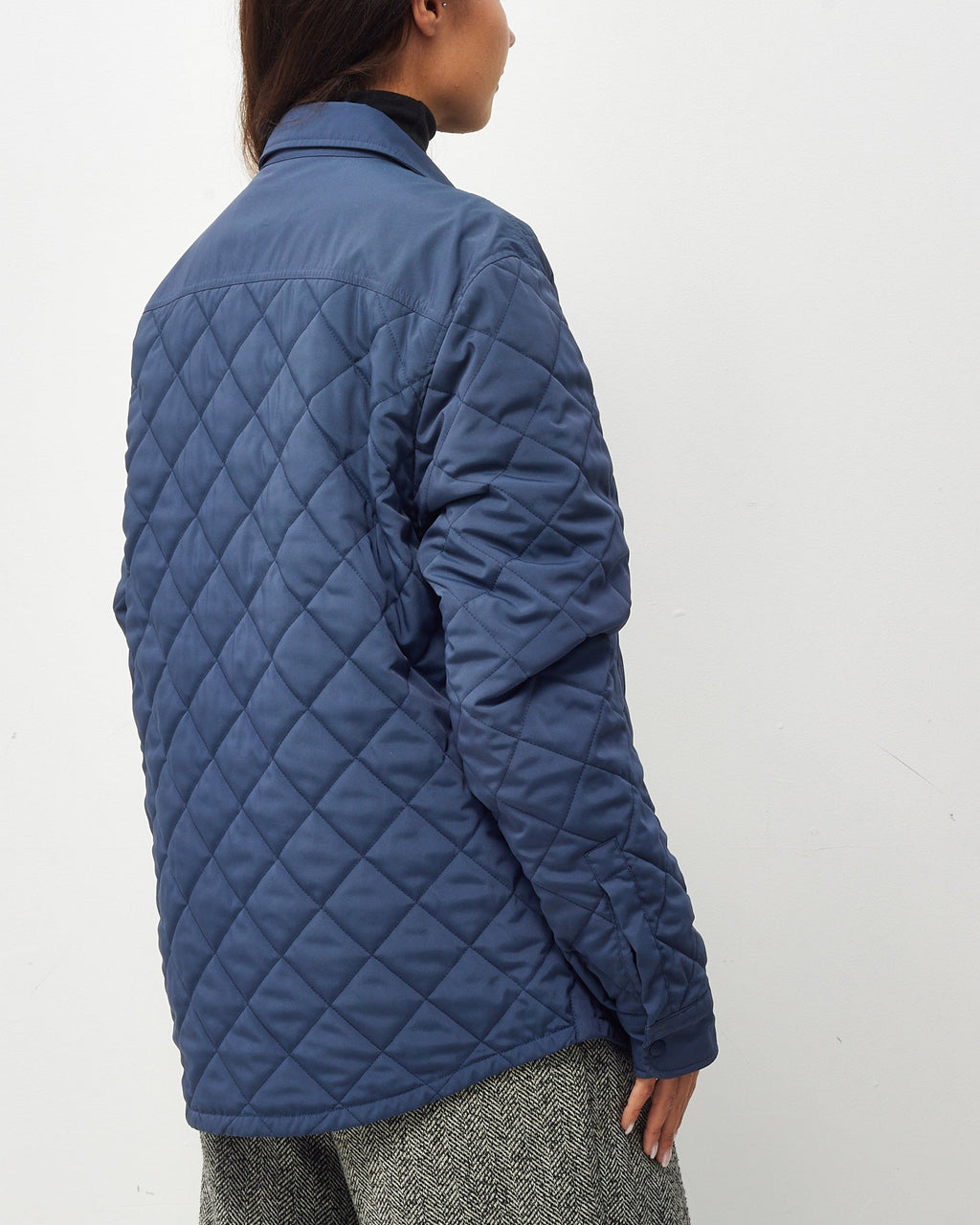 Gucci Vintage Navy Padded Diamond Quilted Nylon Jacket - M