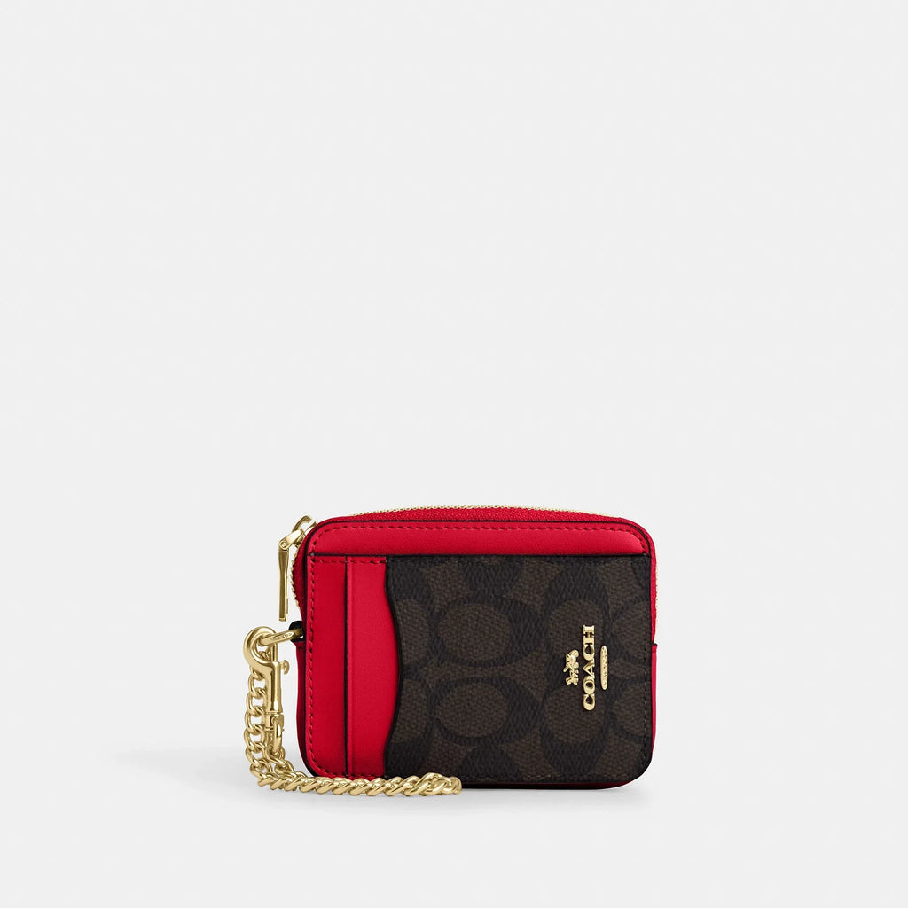 Coach Outlet Zip Card Case In Signature Canvas