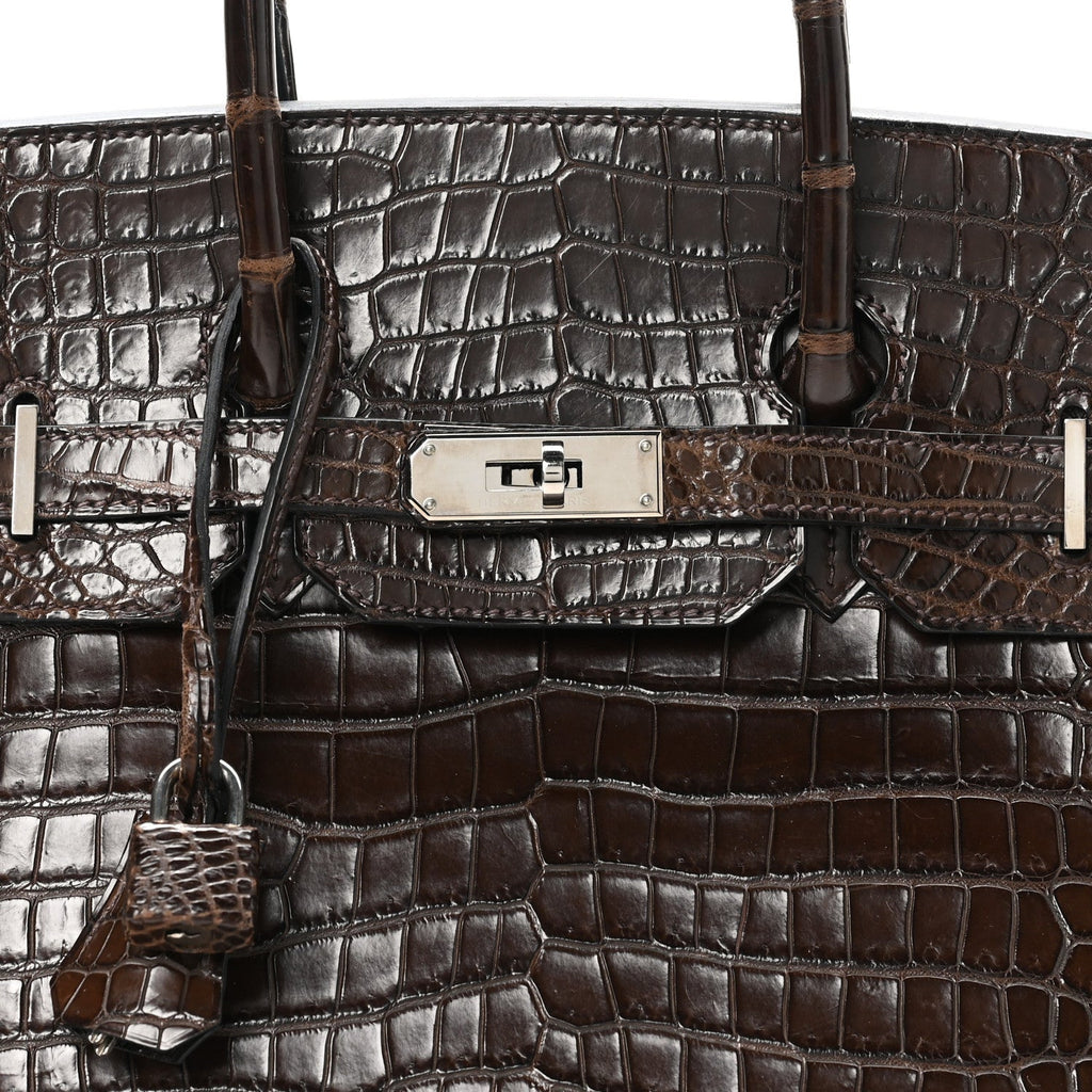 Shiny Porosus Crocodile Birkin 35 Havane