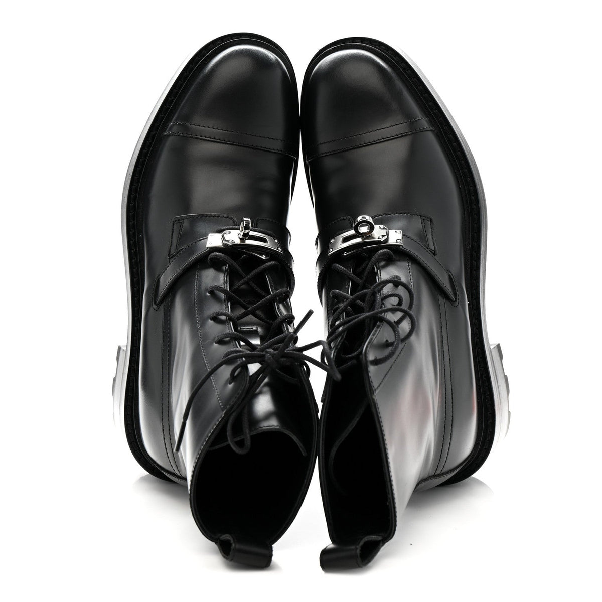 Glossed Calfskin Funk Ankle Boots 37.5 Black